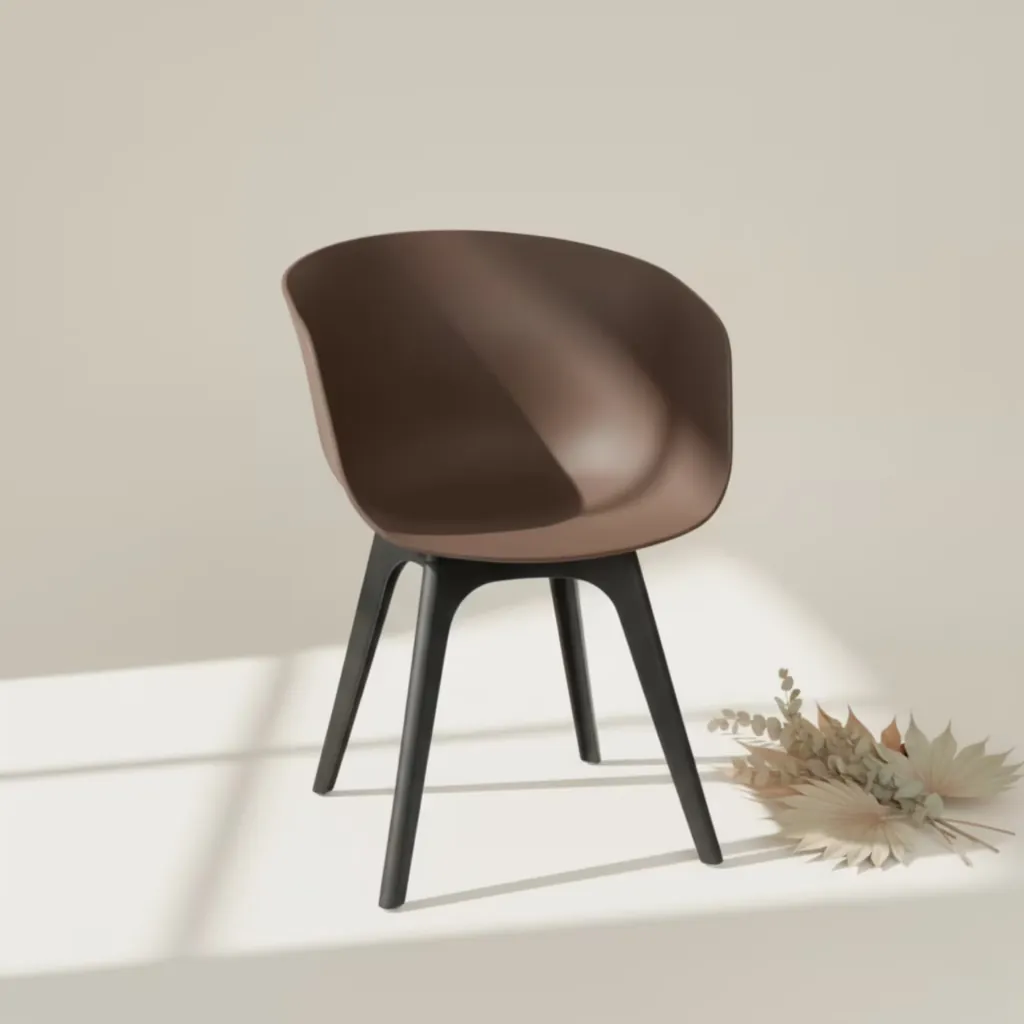 Kaffy moulded coffee-ground chair on a pale backdrop
