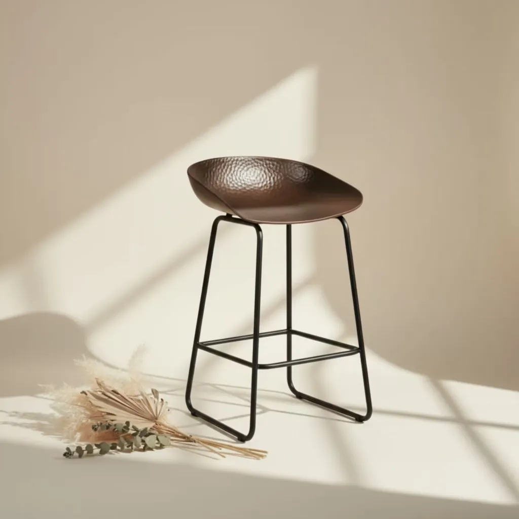 Kaffy coffee-ground high stool with a slim metal frame